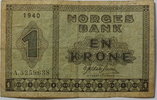 Norwegen 1 Krone 1940 stark gebraucht 20,00 EUR  plus 14,49 EUR verzending