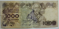 Portugal 1000 Escudos Standard Catalog of Worldpaper Money Nr. 181 e -