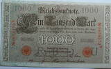 Kaiserreich 1.000 Mark Rosenberg Nr. 45 b , Kn: 7 - stellig, Siegel rot, Unterdruck U -
