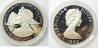 Gibraltar 1 Crown Silber 80. Geburtstag Queen Mother -