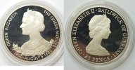 Guernsey 1 Crown Silber 80. Geburtstag Queen Mother -