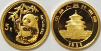China 5 Yuan Panda sehr seltener Jahrgang 5 Yuan, 1,55g -