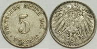 Kaiserreich 5 Pf 1911 J ss 1,00 EUR  plus 8,99 EUR verzending
