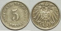 Kaiserreich 5 Pf 1911 F ss 1,00 EUR  plus 8,99 EUR verzending