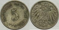Kaiserreich 5 Pf 1912 J ss 1,00 EUR  plus 8,99 EUR verzending