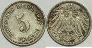 Kaiserreich 5 Pf 1912 F ss 1,00 EUR  plus 8,99 EUR verzending