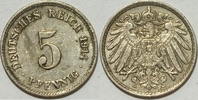 Kaiserreich 5 Pf 1914 F ss 1,00 EUR  plus 8,99 EUR verzending