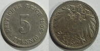 Kaiserreich 5 Pfennig 1906 J ss 1,00 EUR  plus 8,99 EUR verzending