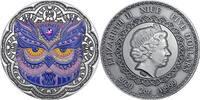 Niue 5 Dollars Owl Mandala Collection 2 oz Antique finish Silver Coin 5$ Niue 2020 -