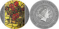 Ghana 10 Cedis Sunflowers Vincent Van Gogh Stained Glass Art 2 oz Antique finish Silver Coin 10 Cedis Republic of Ghana 2022 -