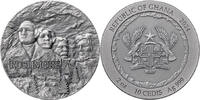 Ghana 10 Cedis Rushmore Rock - cut Monuments 2 oz Antique finish Silver Coin 10 cedis Republic of Ghana 2024 -