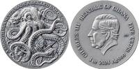 5 сedis Kraken Life Quotes 1 oz Antique finish Silver Coin 5 Cedis Republic of Ghana 2024