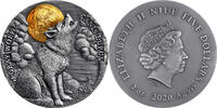 Niue 5 Dollars Gray Wolf Wildlife in the Moonlight 2 oz Antique finish Silver Coin 5$ Niue 2020 -