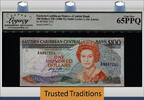 Welt Banknoten 100 DOLLARS 1988-93 TT PK 25L1 ND EASTERN CARIBBEAN STATES  LCG 65 PPQ GEM NEW HIGHLY DESIRABLE BANKNOTE OF THE SERIES SUFFIX LETT...
