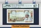 Welt Banknoten 5 DIRHAMS TT PK 53d MOROCCO KING MUHAMMAD V PMG 67 EPQ SUPERB TOP POP! -
