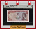 Welt Banknoten 1 POUND TT PK 28d RHODESIA QUEEN ELIZABETH II LCG 67 PPQ SUPERB GEM NEW -