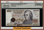 Welt Banknoten 5000 SCHILLING TT PK 153s AUSTRIA SPECIMEN LCG 67 PPQ SUPERB GEM NONE FINER -