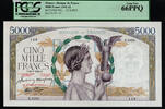 Welt Banknoten 42 FRANCE TT PK 97c 1941- 5000 FRANCS PCGS 66 PPQ GEM NEW STELLAR NOTE NONE FINER -