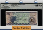 Welt Banknoten 100 FRANCS TT PK 5a 1960-62 RWANDA-BURUNDI ZEBU LCG 66 PPQ GEM NEW TIED AS BEST! -