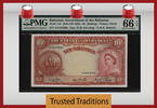 Welt Banknoten TT PK 14d BAHAMAS 10/ SHILLINGS QUEEN ELIZABETH II PMG 66 EPQ GEM UNC -