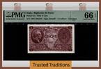 Welt Banknoten 5 LIRE TT PK 31c ITALY BIGLIETTO di STATO PMG 66 EPQ GEM UNCIRCULATED -