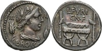Italien 63.v.Chr. AR-Denar Röm.Republik L.Furius Brocchus, 63. v. Chr. Münzstätte: Rom. (Stuhl) VZ+ / wunderbare irisierende Patina
