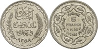 Tunesien 5 Francs 1939 Ahmad Pasha Bey VZ