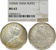 INDIA BRITTISCH RUPEE 1920(B) Georg V, Rupee 1920 (B), NGC MS63 NGC MS 63 99,00 EUR  Excl. 9,90 EUR Verzending