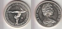 Isle of Man 1 Crown S-OLYMPIC 84 GYMNAST KM.119A -