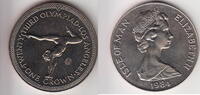Isle of Man 1 Crown S-OLYMPIC 84 GYMNASTIC KM.119 -