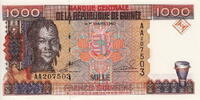 Guinea 1000 Francs 1998 P.37 unz 10,00 EUR  plus 5,50 EUR verzending