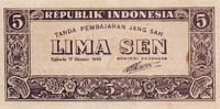 Indonesia 5 Sen P.14 -