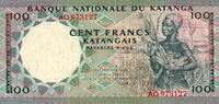 Katanga P.12a 100 Francs 1962 XF+