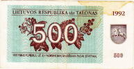 Lithuanian 500 Talonas P.44 -