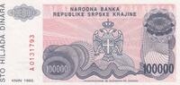 Croatia 100.000 Dinar P.R22a -