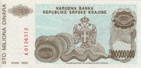 Croatia 100 Miljoen Dinar P.R25a -