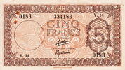 French Somaliland 5 francs pinh. P.14 -