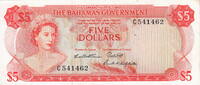 Bahamas P.21b 5 Dollar L1965 XF+