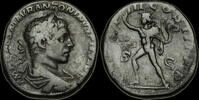 ROMAN IMPERIAL ELAGABALUS, Ori., Sestertius. c 220 AD, Rome Mint, Sol advancing left. -