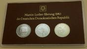 DDR 3x 5 Mark 1983 Themensatz "Martin Luther-Ehrung" CH UNC in Originalverpackung