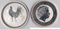 Australien 2 Dollars 2 Unzen Silber "Hahn" Lunar 2005 -