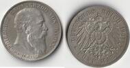 Baden, Kaiserreich 5 Mark 1907 Friedrich I., auf seinen Tod vz+ 185,00 EUR  Excl. 9,90 EUR Verzending