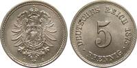 Kaiserreich  5 Pfennig 1875 C fast Stempelglanz
