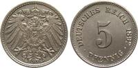Kaiserreich  5 Pfennig 1892 G fast Stempelglanz