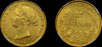 AUSTRALIA AUSTRALIA, VICTORIA 1866 SOVEREIGN, SYDNEY MINT, EX. DOURO WRECK MS 61 -