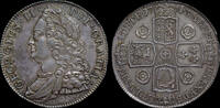 GREAT BRITAIN GEORGE II, 1743 CROWN, ROSES IN REVERSE ANGLES, MS 62 -