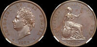 GREAT BRITAIN GEORGE IV, 1826 PROOF PENNY, PF 63 BN -