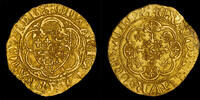 GREAT BRITAIN EDWARD III, GOLD QUARTER NOBLE, RARE THIRD COINAGE ISSUE, MS 62 -