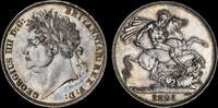 GREAT BRITAIN GEORGE IV, 1821 SILVER CROWN, *EDGE SECUNDO -