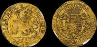SPAINISH NETHERLANDS SPANISH NETHERLANDS, PHILIP IV OF SPAIN, 1656 GOLD SOUVERAIN OR LION D' OR, AU58 -